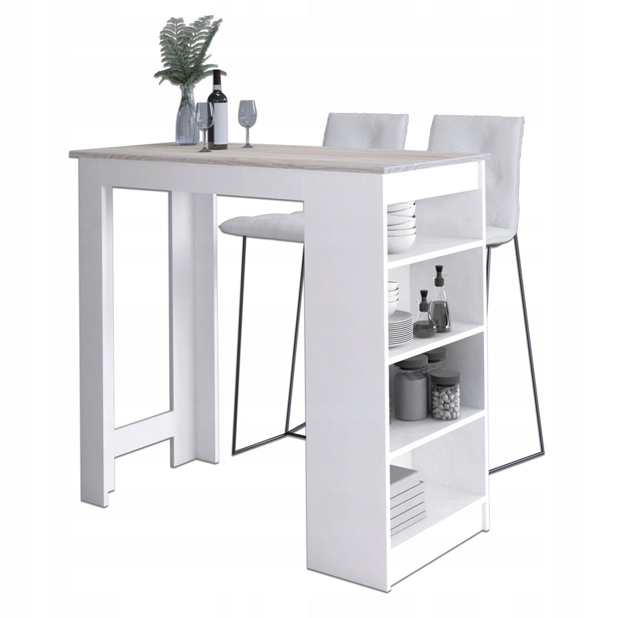 Bartisch – Moderner Stehtisch mit 4 Regalfächern