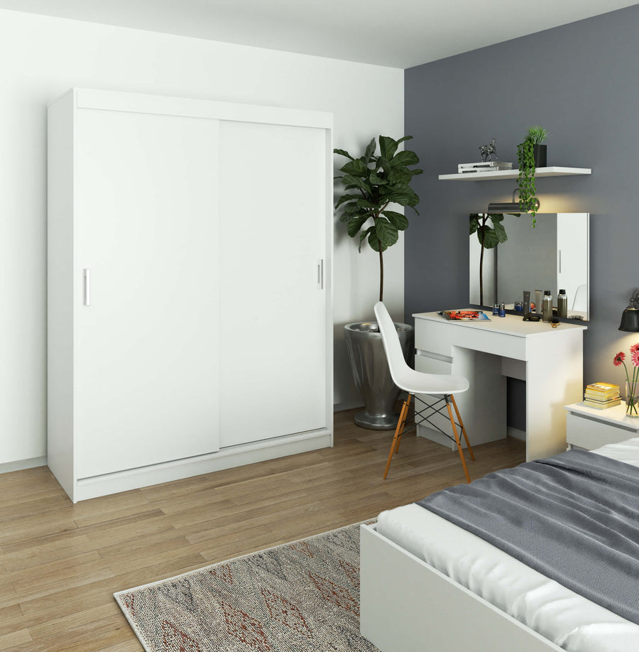 Schwebetürenschrank – MONO – Moderner Kleiderschrank mit 2 Türen und 6 Fächern