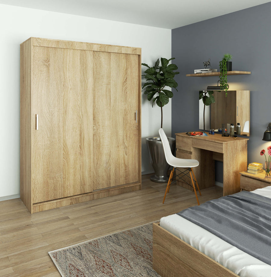 Schwebetürenschrank – MONO – Moderner Kleiderschrank mit 2 Türen und 6 Fächern