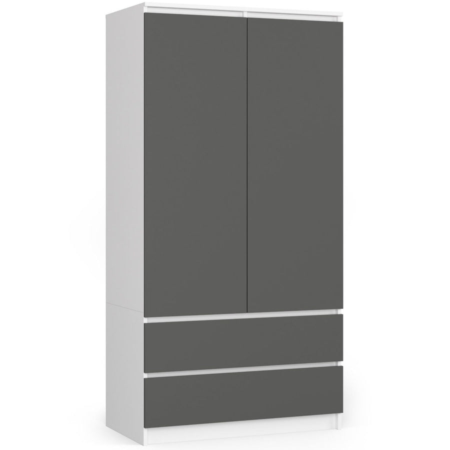 Kleiderschrank – Eleganter Drehtürenschrank mit 2 Türen und 2 Schubladen