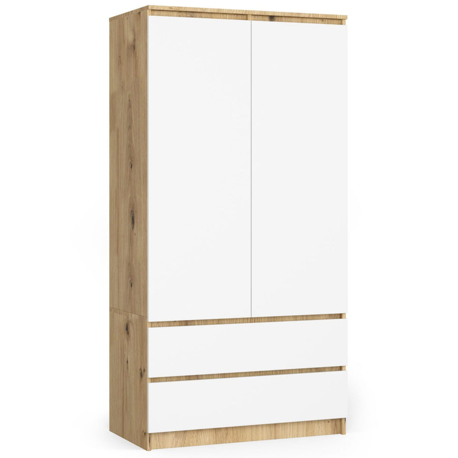 Kleiderschrank – Eleganter Drehtürenschrank mit 2 Türen und 2 Schubladen