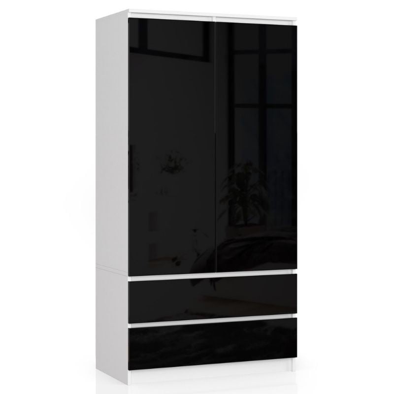 Kleiderschrank – Eleganter Drehtürenschrank mit 2 Türen und 2 Schubladen