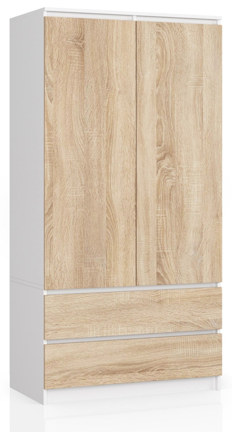 Kleiderschrank – Eleganter Drehtürenschrank mit 2 Türen und 2 Schubladen