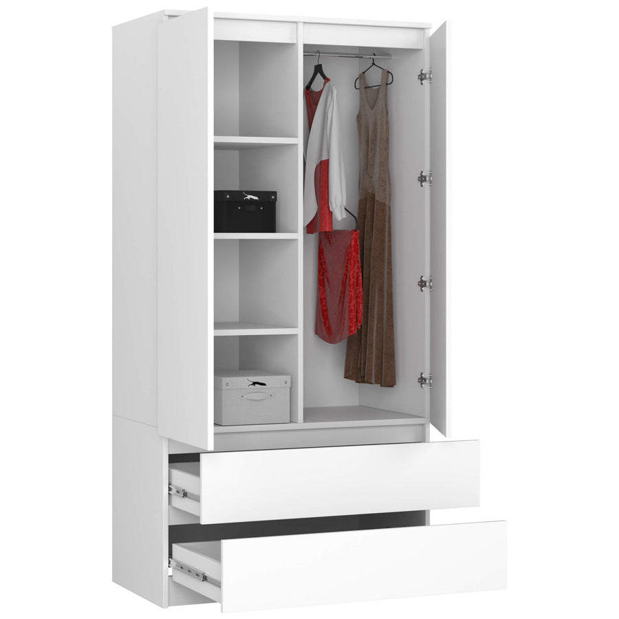 Kleiderschrank – Eleganter Drehtürenschrank mit 2 Türen und 2 Schubladen