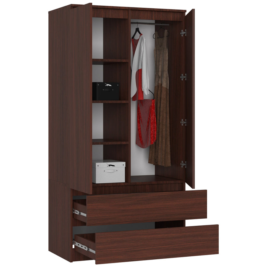 Kleiderschrank – Eleganter Drehtürenschrank mit 2 Türen und 2 Schubladen