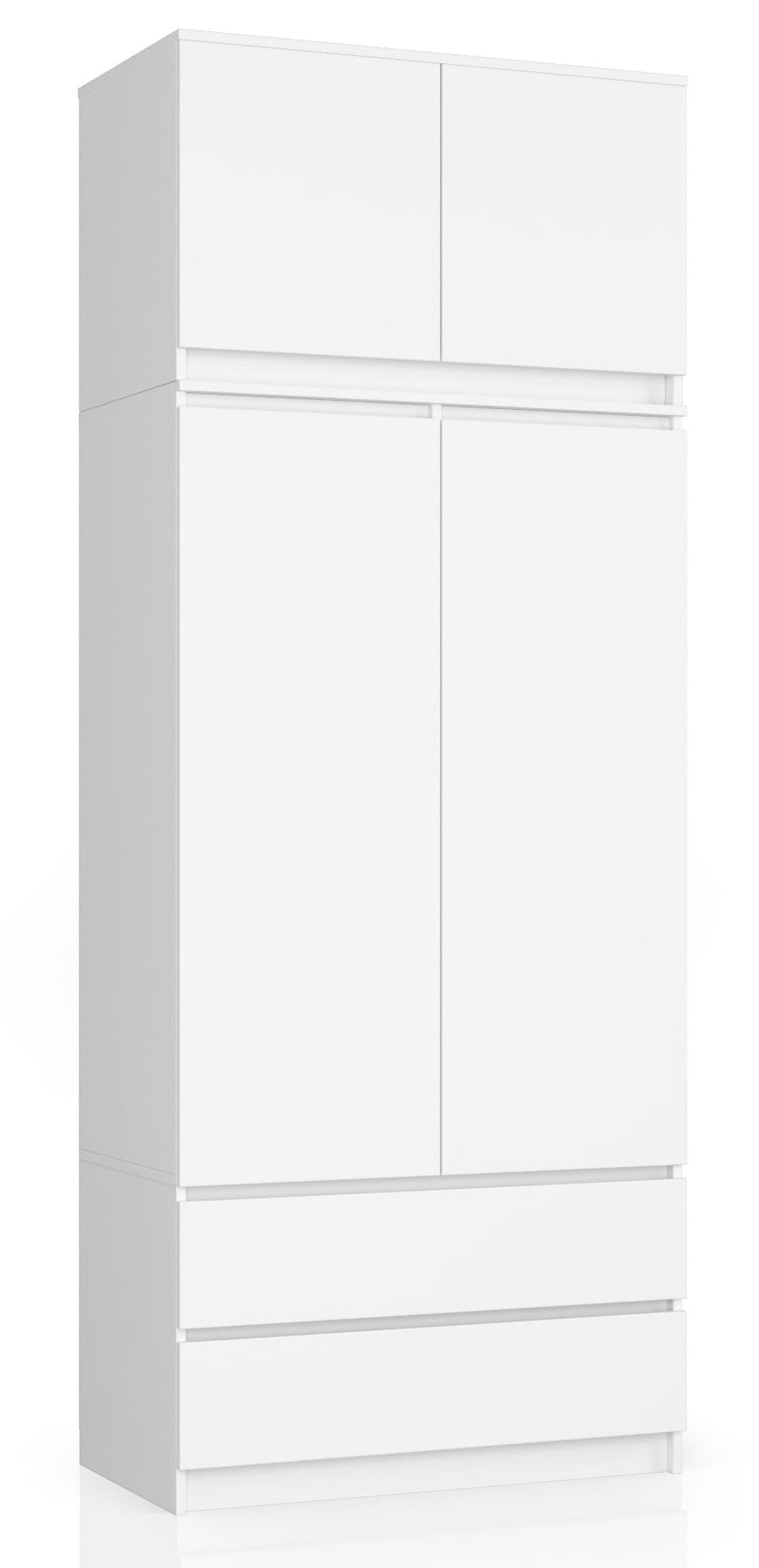 Kleiderschrank – Erweiterbarer Drehtürenschrank mit Aufsatz und 2 Schubladen