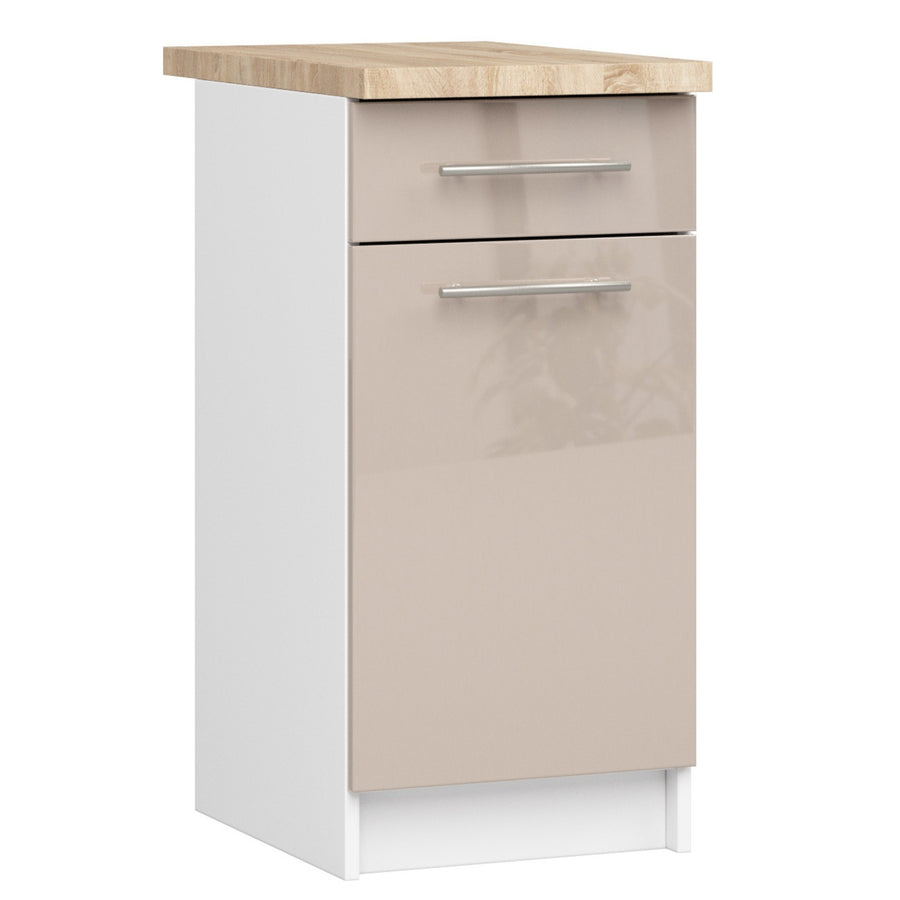Unterschrank – OLIWIA – S40 1D1S, Stauraumschrank mit Tür und Schublade, mit Arbeitsplatte