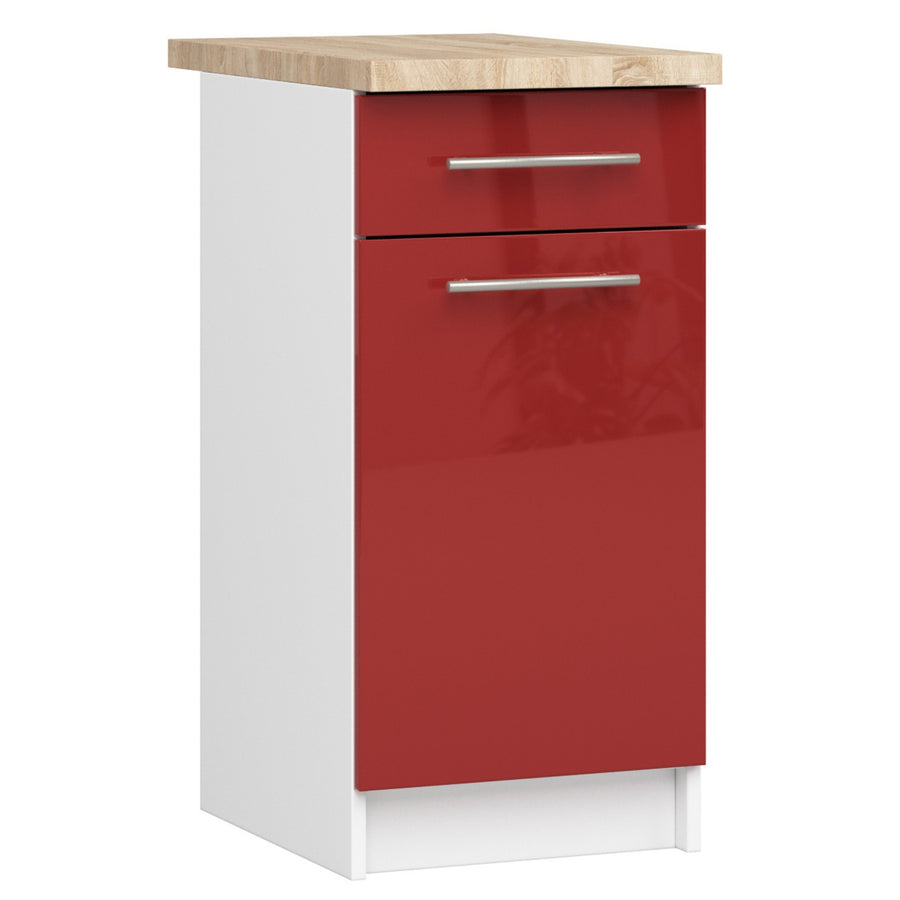 Unterschrank – OLIWIA – S40 1D1S, Stauraumschrank mit Tür und Schublade, mit Arbeitsplatte