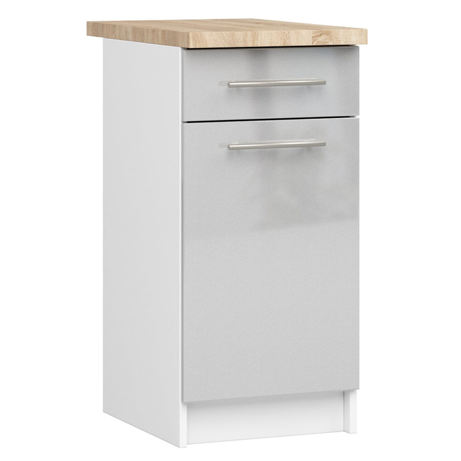 Unterschrank – OLIWIA – S40 1D1S, Stauraumschrank mit Tür und Schublade, mit Arbeitsplatte