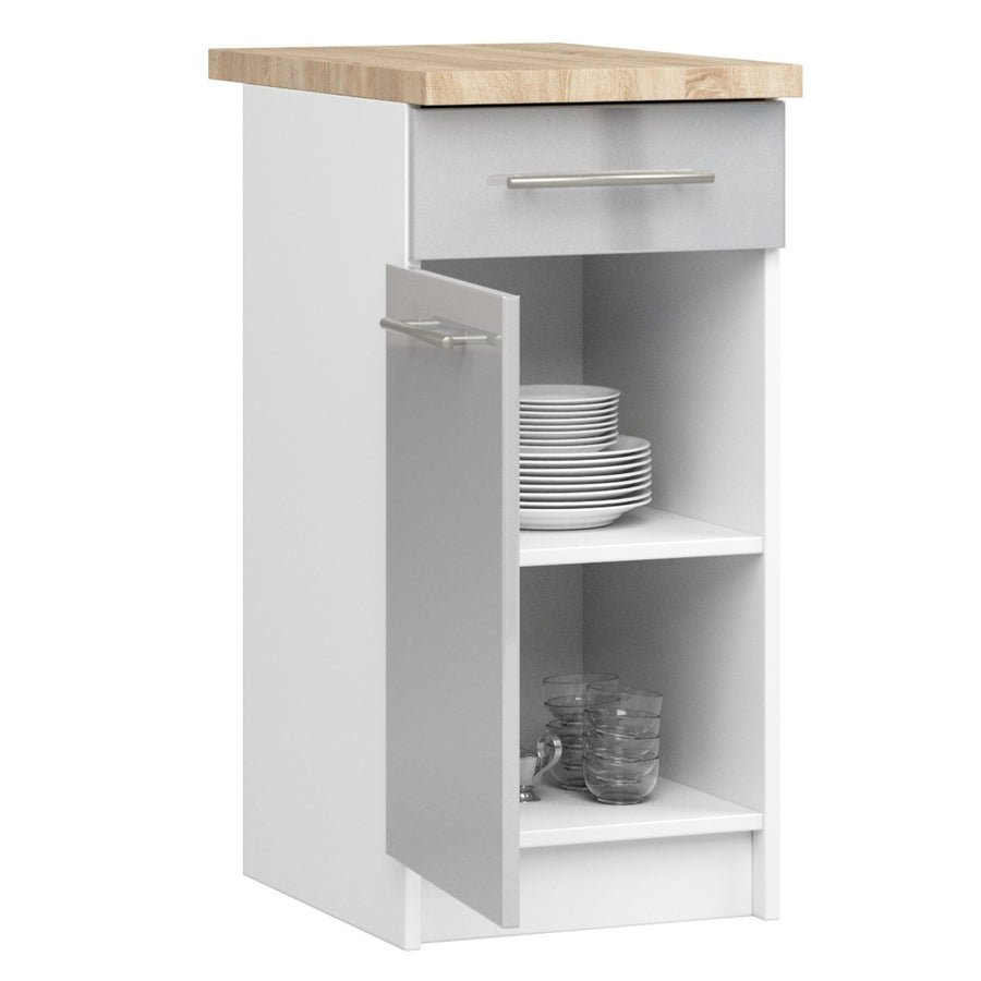 Unterschrank – OLIWIA – S40 1D1S, Stauraumschrank mit Tür und Schublade, mit Arbeitsplatte