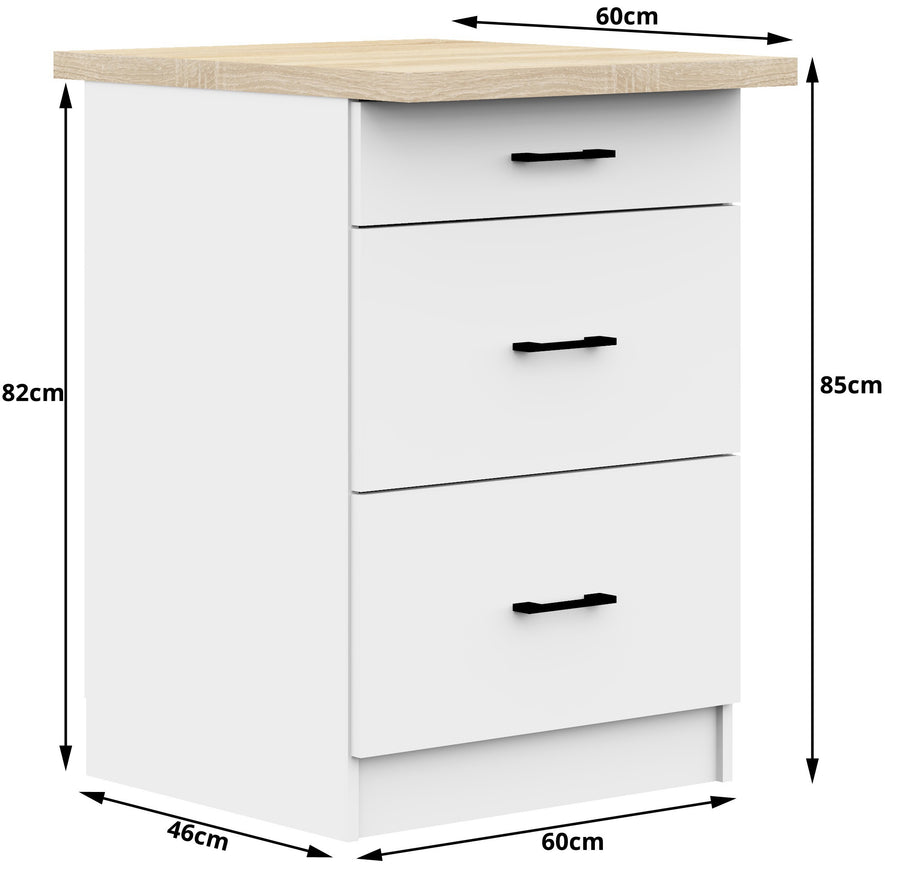 Unterschrank S60 3S – OLIWIA – Modern, praktisch und stilvoll mit Arbeitsplatte