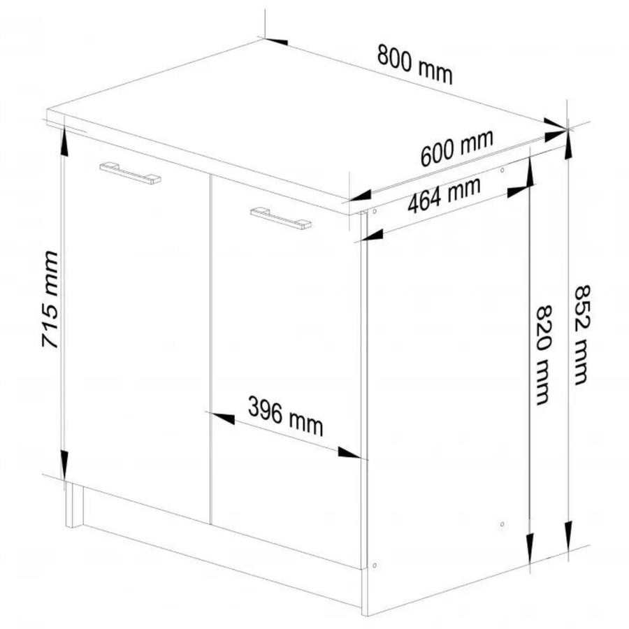 Unterschrank – OLIWIA – S80 2D, edles Design mit Stauraum, mit Arbeitsplatte