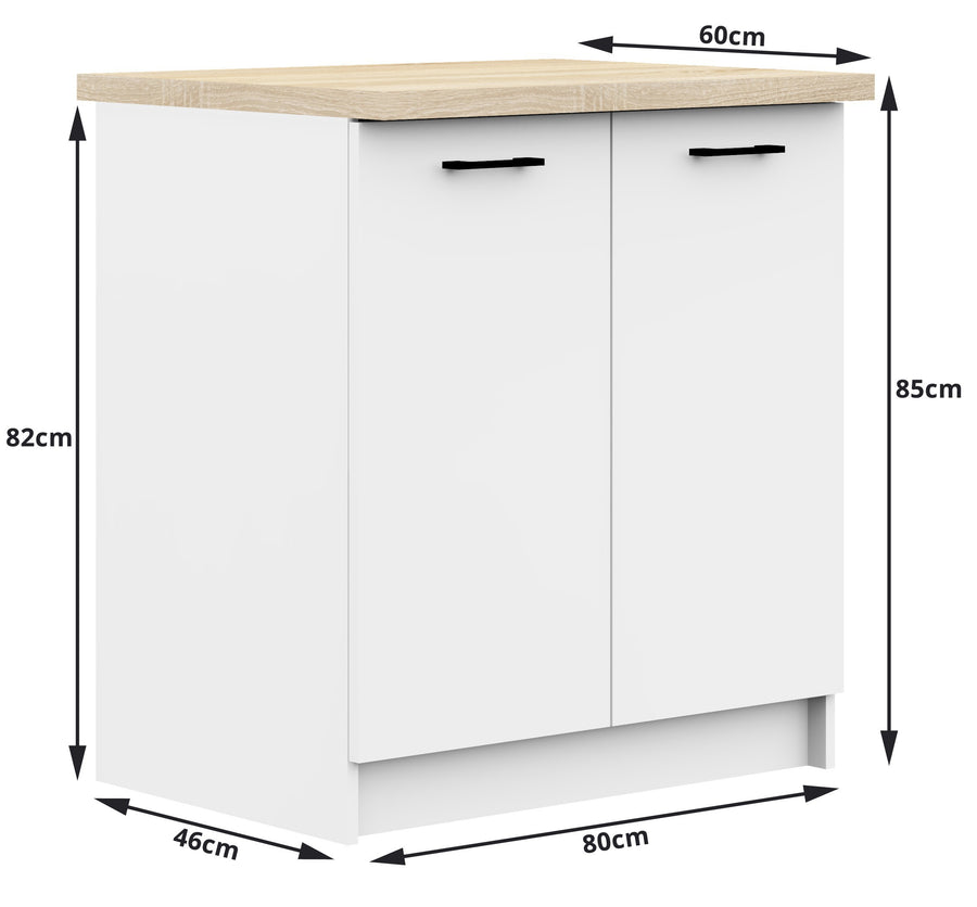 Unterschrank – OLIWIA – S80 2D, edles Design mit Stauraum, mit Arbeitsplatte