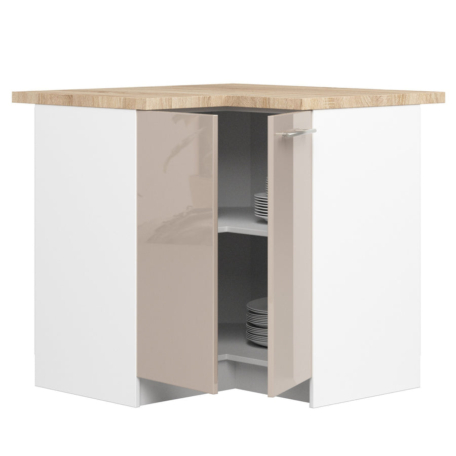 Eckunterschrank – OLIWIA – S90/90, zeitlose Eleganz, mit Arbeitsplatte