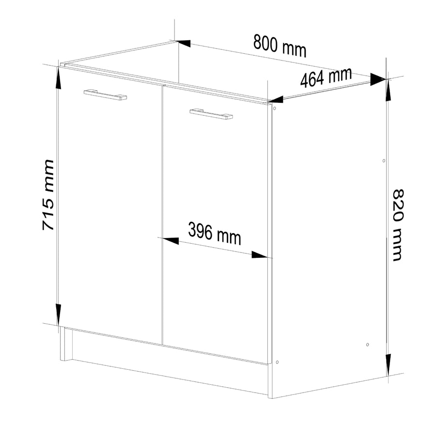 Spülenunterschrank – OLIWIA – S80, hochwertige Optik für Ihre Küche