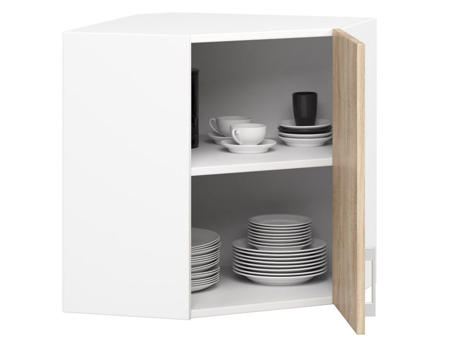 Eck-Hängeschrank – LIMA – W60/60N, Weiß / Sonoma Eiche Matt