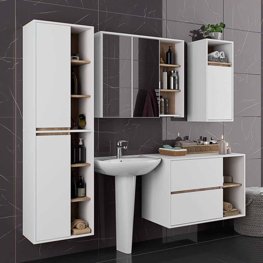 Badezimmerschrank – VAMI – Schmaler Badschrank für kleine Räume mit praktischem Stauraum