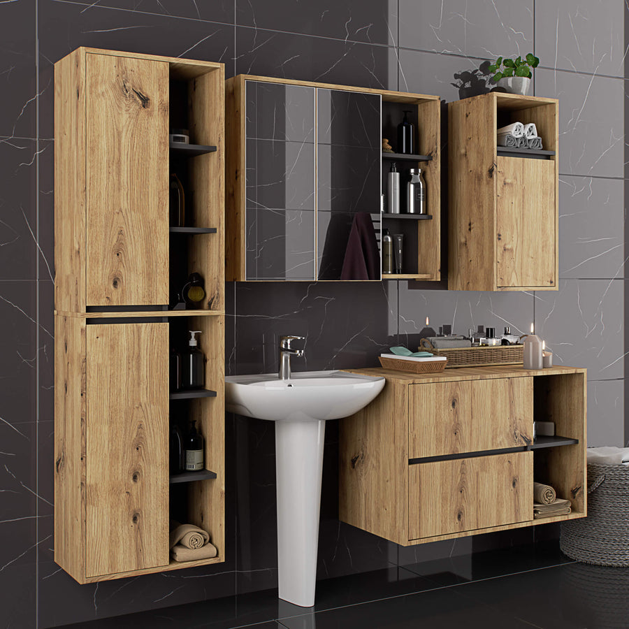 Badezimmerschrank – VAMI – Schmaler Badschrank für kleine Räume mit praktischem Stauraum