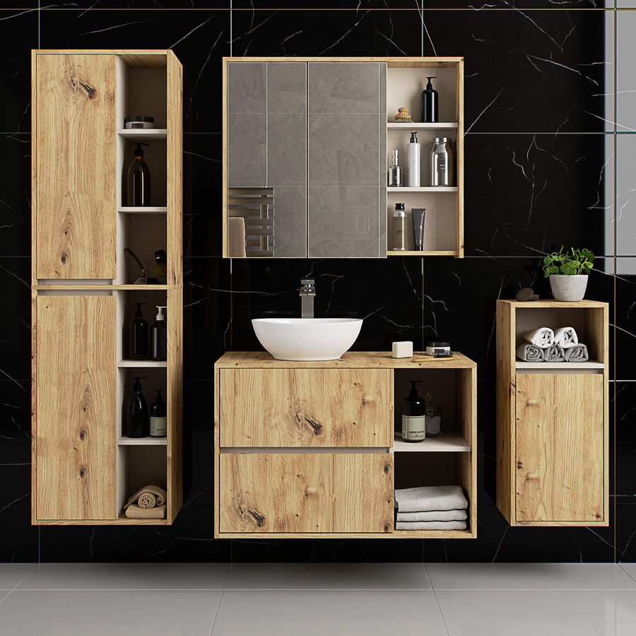 Badezimmerschrank – VAMI – Hoher Badschrank mit großzügigem Stauraum und moderner Aufteilung