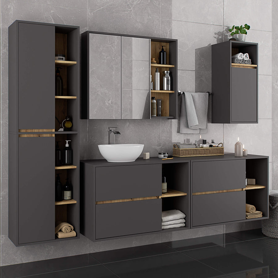 Badezimmerschrank – VAMI – Schmaler Badschrank für kleine Räume mit praktischem Stauraum