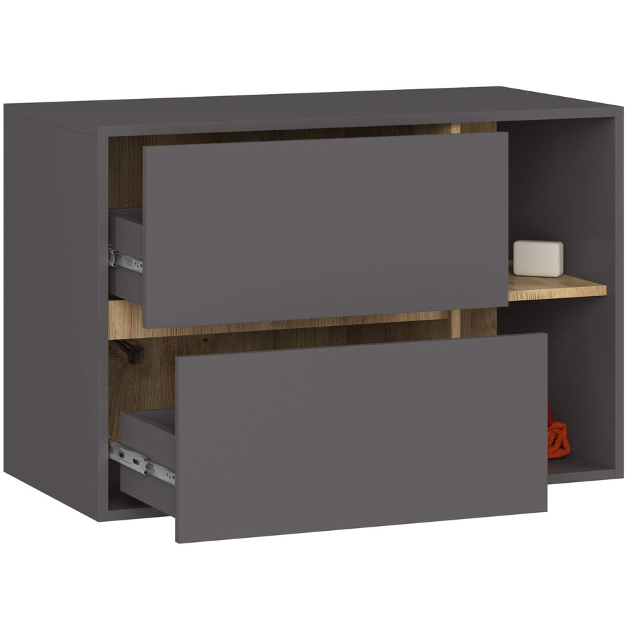 Badezimmerschrank – VAMI – Moderner Badschrank mit Schubladen und offenen Fächern