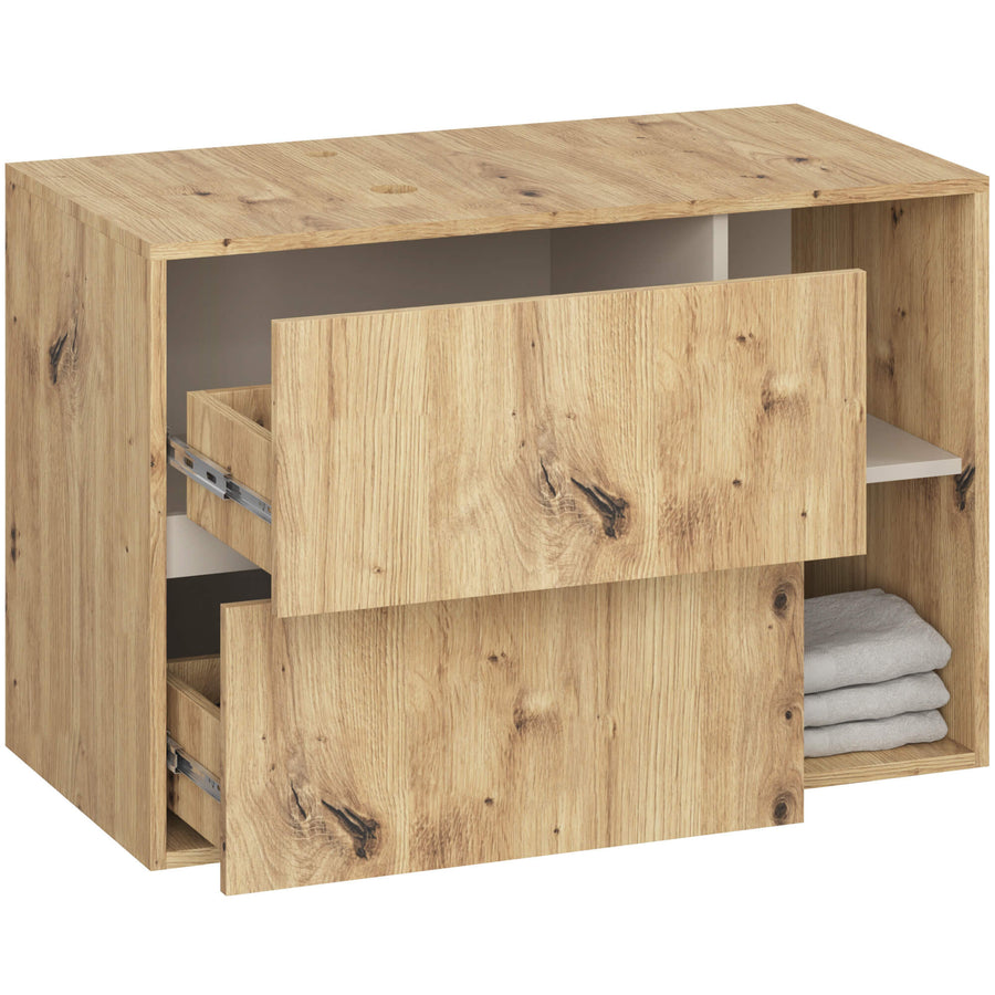 Badezimmerschrank– VAMI – Badschrank mit Ausschnitten für Waschbecken und modernem Stauraum