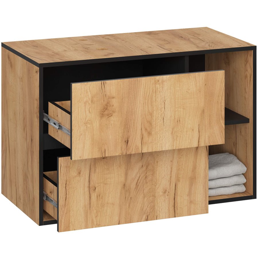 Badezimmerschrank– VAMI – Badschrank mit Ausschnitten für Waschbecken und modernem Stauraum