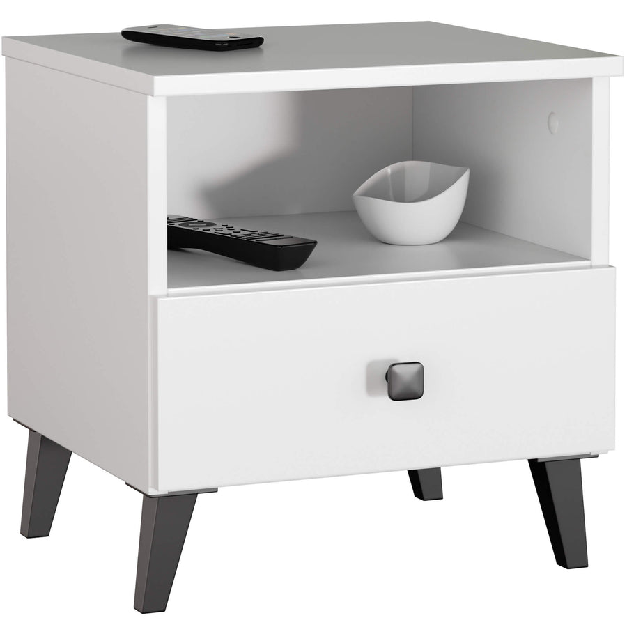 Nachttisch – MOBI – Moderner Beistellschrank mit Schublade und offenem Fach