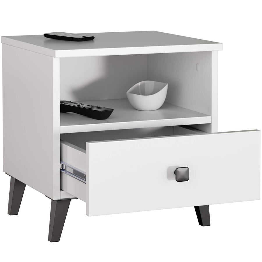 Nachttisch – MOBI – Moderner Beistellschrank mit Schublade und offenem Fach