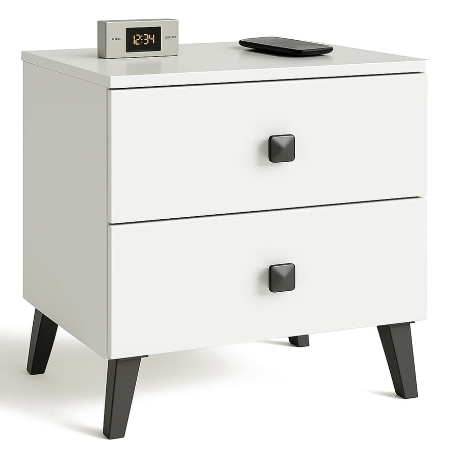 Nachttisch – MOBI – Eleganter Nachtschrank mit zwei Schubladen und modernem Design