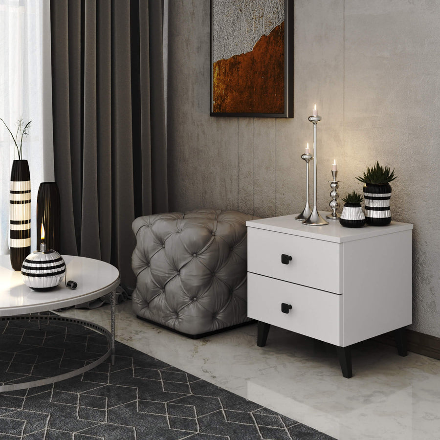 Nachttisch – MOBI – Eleganter Nachtschrank mit zwei Schubladen und modernem Design