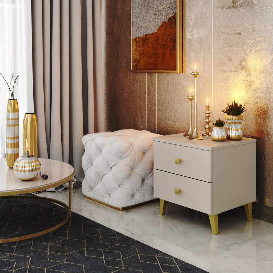 Nachttisch – MOBI – Eleganter Nachtschrank mit zwei Schubladen und modernem Design