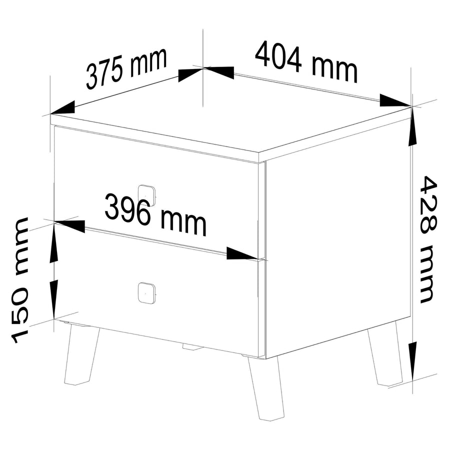 Nachttisch – MOBI – Eleganter Nachtschrank mit zwei Schubladen und modernem Design