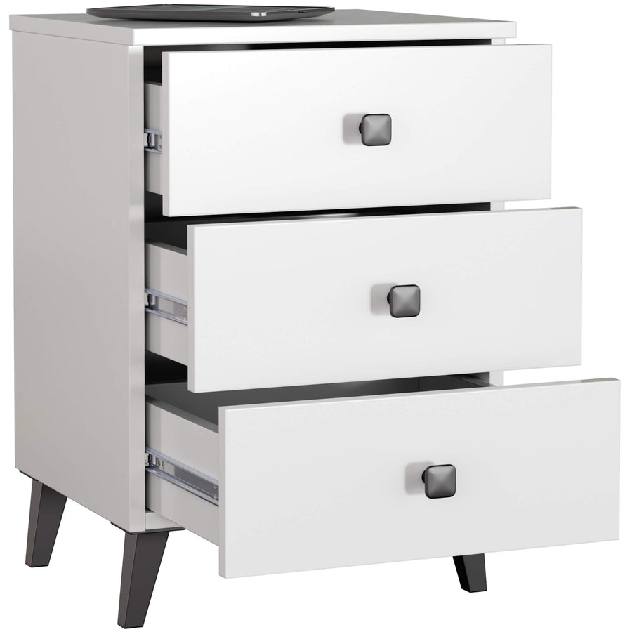 Nachttisch – MOBI – Moderner Beistellschrank mit drei Schubladen und elegantem Design