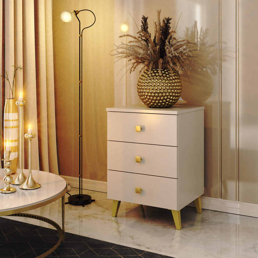 Nachttisch – MOBI – Moderner Beistellschrank mit drei Schubladen und elegantem Design