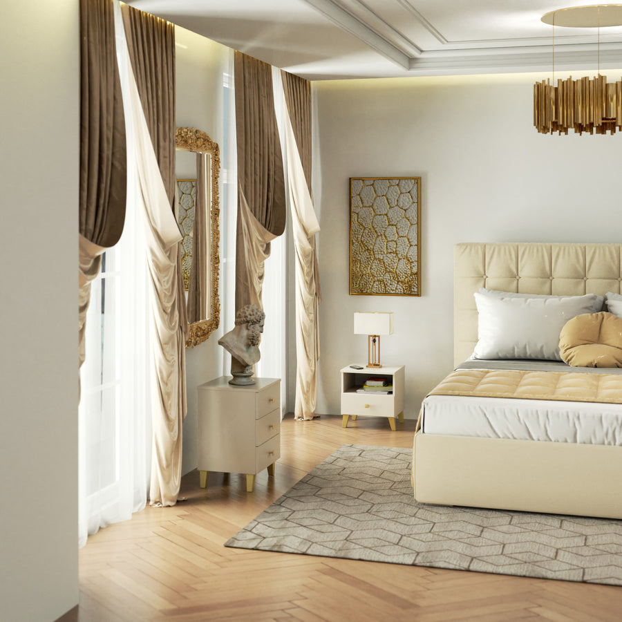 Nachttisch – MOBI – Moderner Beistellschrank mit drei Schubladen und elegantem Design