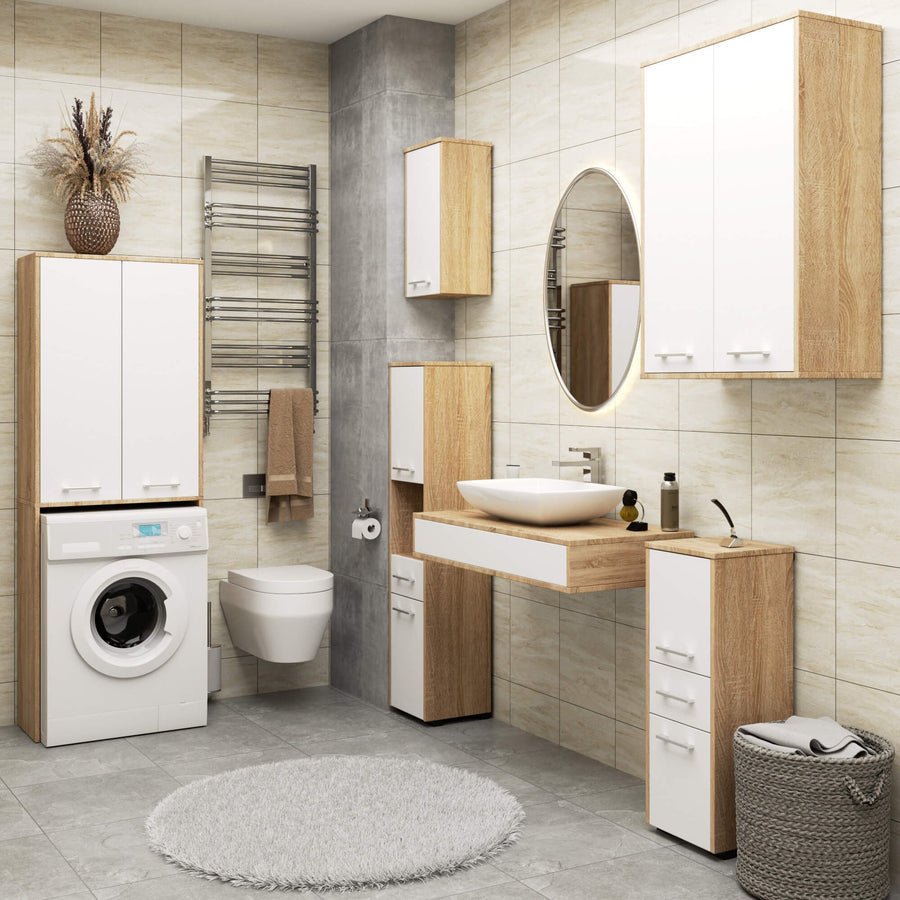 Badezimmerschrank – FIN – Platzsparender Badschrank mit viel Stauraum und modernem Look
