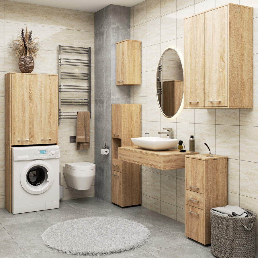 Badezimmerschrank – FIN – Platzsparender Badschrank mit viel Stauraum und modernem Look