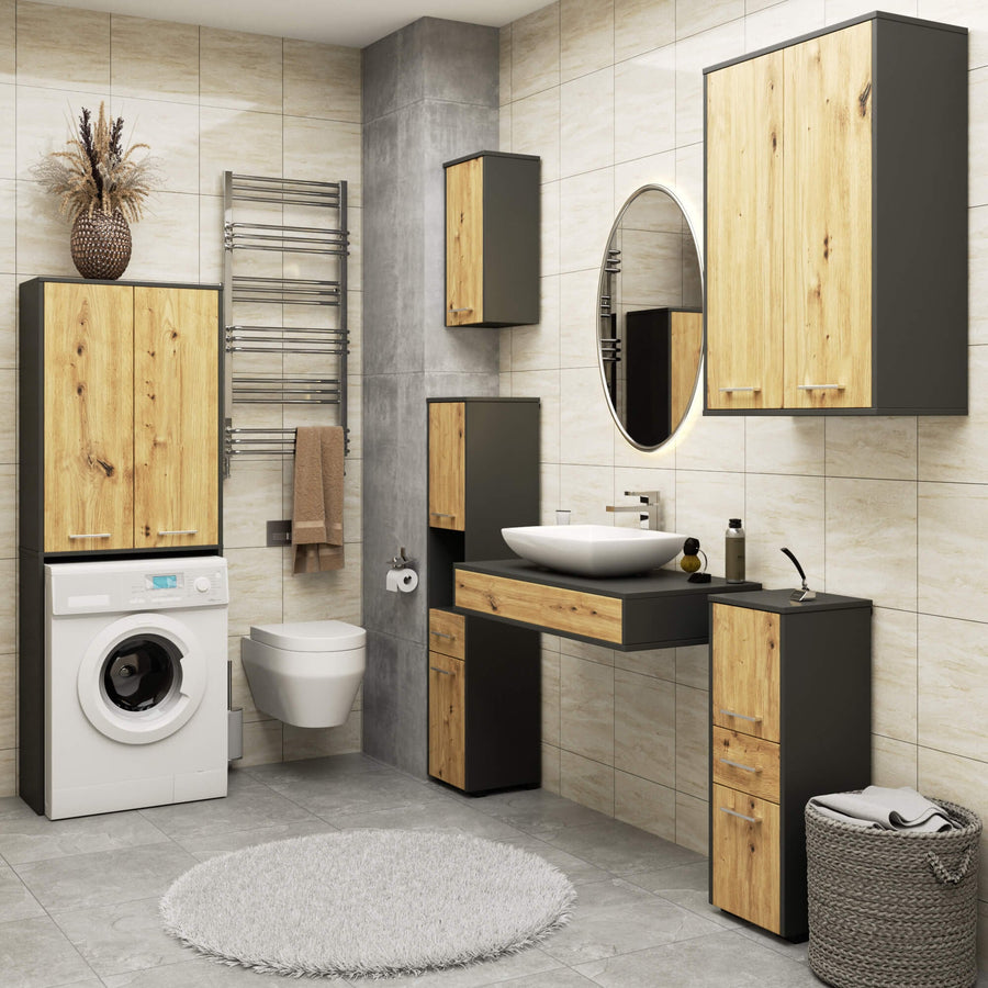 Badezimmerschrank – FIN – Platzsparender Badschrank mit viel Stauraum und modernem Look