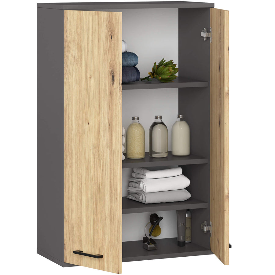 Badezimmerschrank – FIN – Platzsparender Badschrank mit viel Stauraum und modernem Look