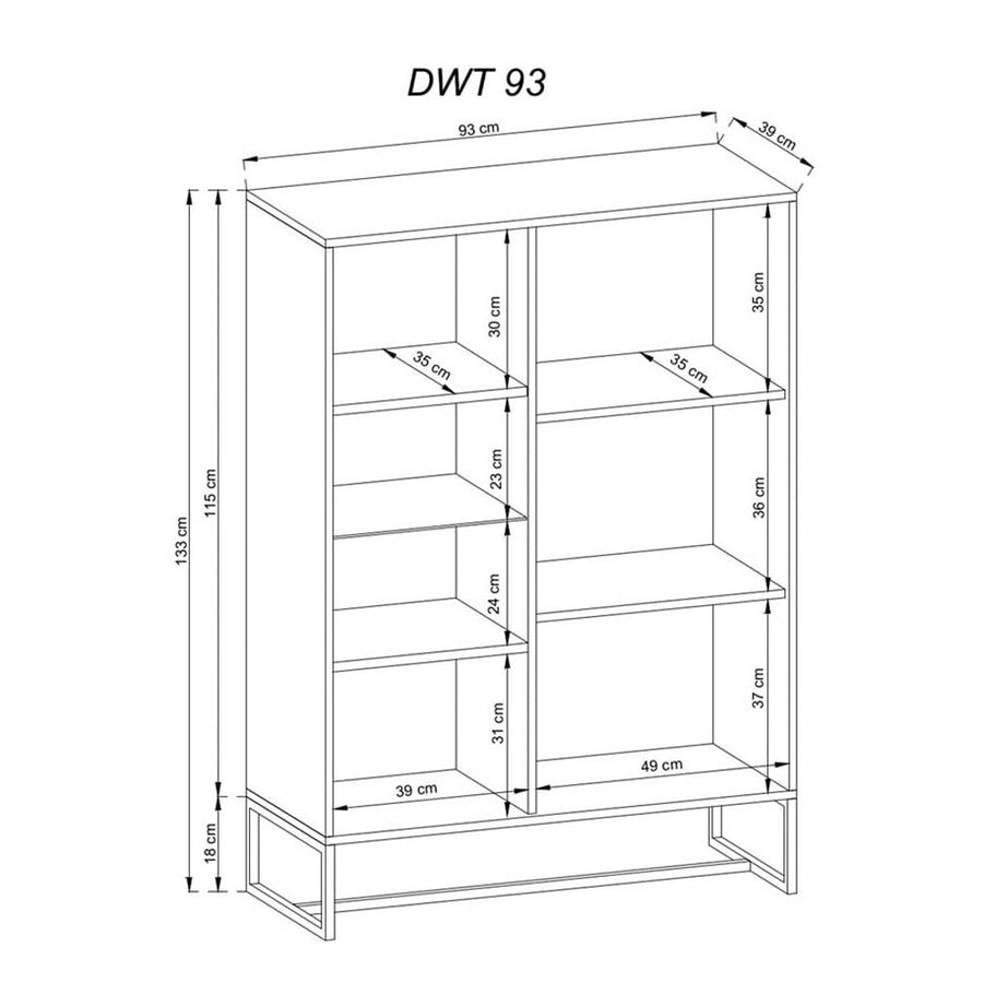 Vitrine – AMBER – moderne Standvitrine mit Holzoptik