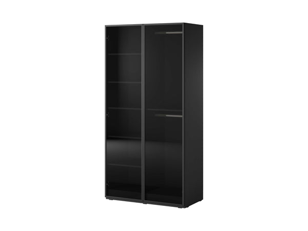 Kleiderschrank – Nordic – Moderner Drehtürenschrank mit Glaseinsätzen und flexiblem Stauraum