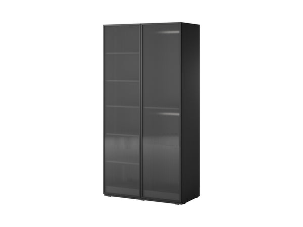 Kleiderschrank – Nordic – Moderner Drehtürenschrank mit geriffelten Glastüren und viel Stauraum