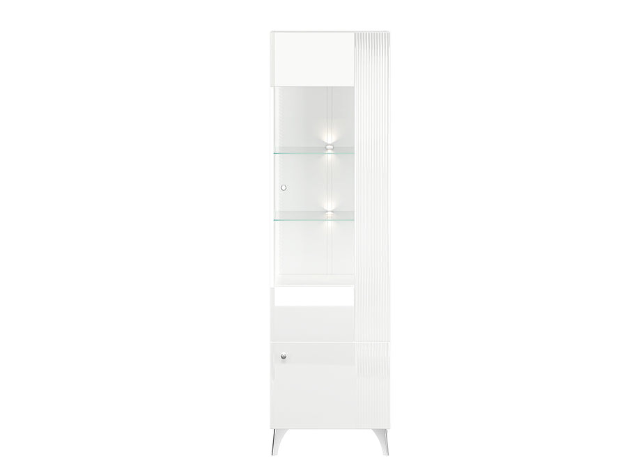 Vitrine – VILLA 02 – Weißer Hochglanz trifft modernes Glasdesign