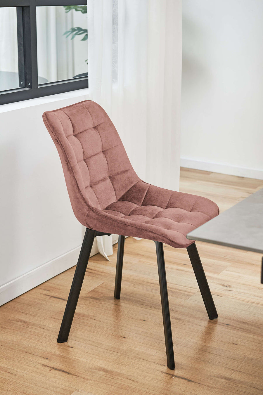 Stuhl – Moderner Samtstuhl mit eleganter Steppung