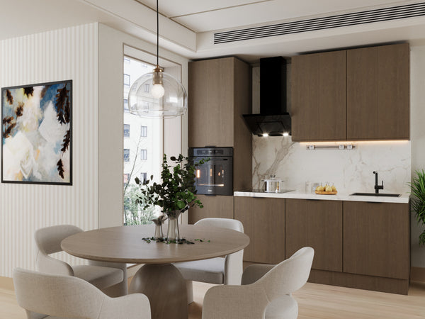 Küchenzeile 240 cm Livaro – KU-S29 – Dunkle Eiche – Ohne Arbeitsplatte & Elektrogeräte