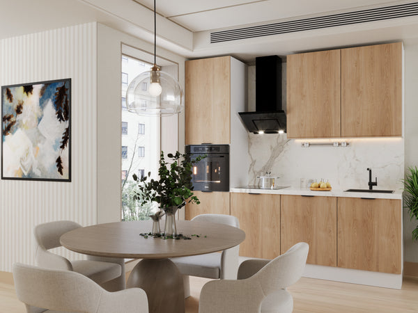 Küchenzeile 240 cm Livaro – KU-S28 – Sonoma Eiche / Weiß – Ohne Arbeitsplatte & Elektrogeräte