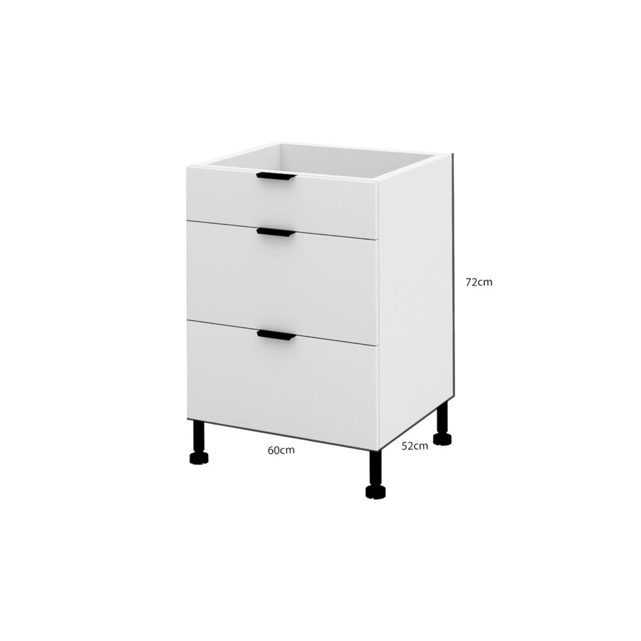 Unterschrank 60 mit Schubladen KU-D60S3 – Lunara – Maximale Ordnung und moderner Komfort