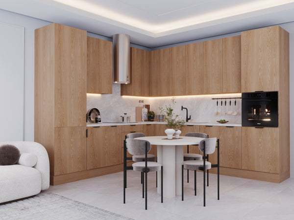 Winkelküche - L-Küche - Küchenzeile 310 x 290 cm Livaro – KU-S37 – Sonoma Eiche – Ohne Arbeitsplatte & Elektrogeräte