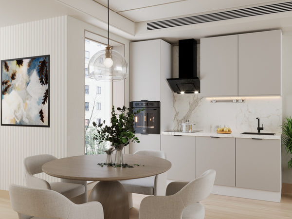 Küchenzeile 240 cm Livaro – KU-S31 – Beige / Weiß – Ohne Arbeitsplatte & Elektrogeräte